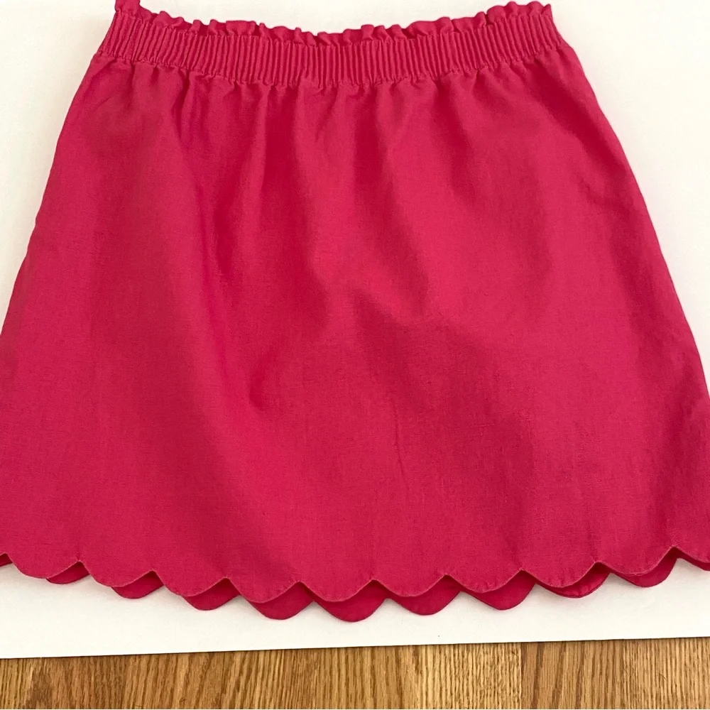 J.Crew Factory Skirt Linen Blend Pink Scallop Hem Size 4 Mini Preppy Summer